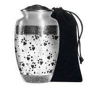 Black & White Paw Cremation Urn - Elegant Pet Funeral Urn For Adult Ashes