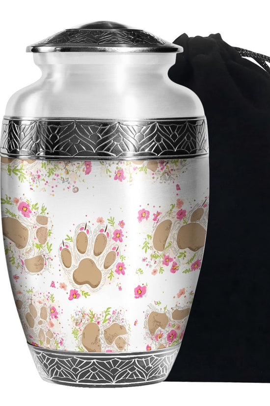 Pet Paw Theme Funeral Urn - Decorative Pet Memorial Urn For Ashes