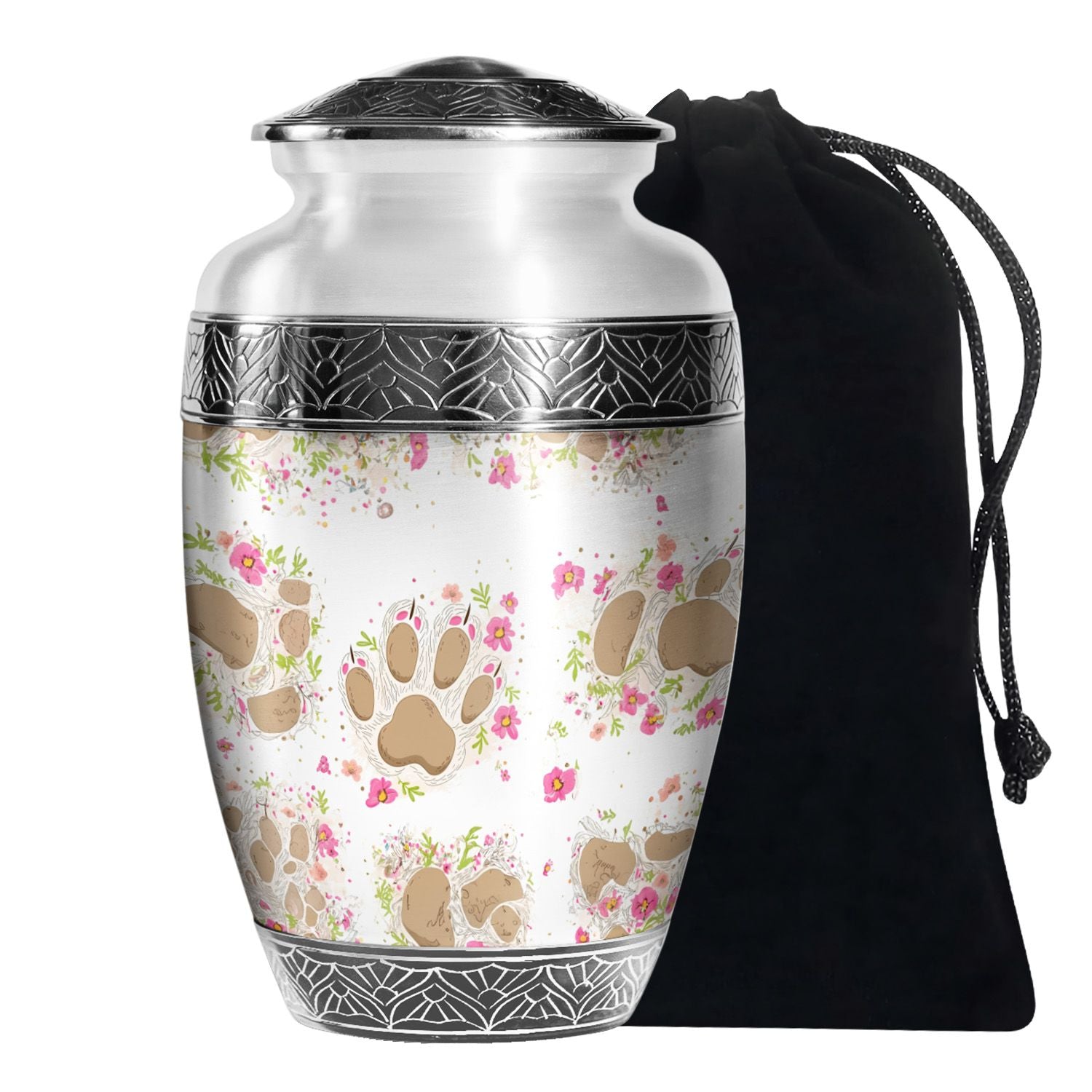 Pet Paw Theme Funeral Urn - Decorative Pet Memorial Urn For Ashes