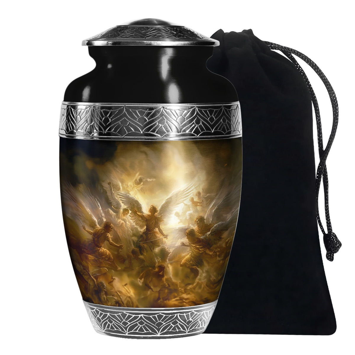 Golden Angel Cremation Urn - Aluminium Memorial Urn For Female