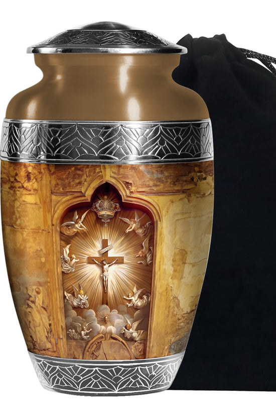 Christian Theme Memorial Urn - Cross Funeral Urn For Adult Male & Female