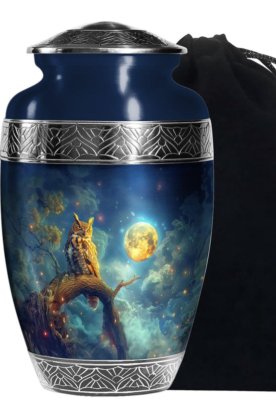 Moonlight Owl Cremation Urn – Celestial Memorial Urn For Human Ashes