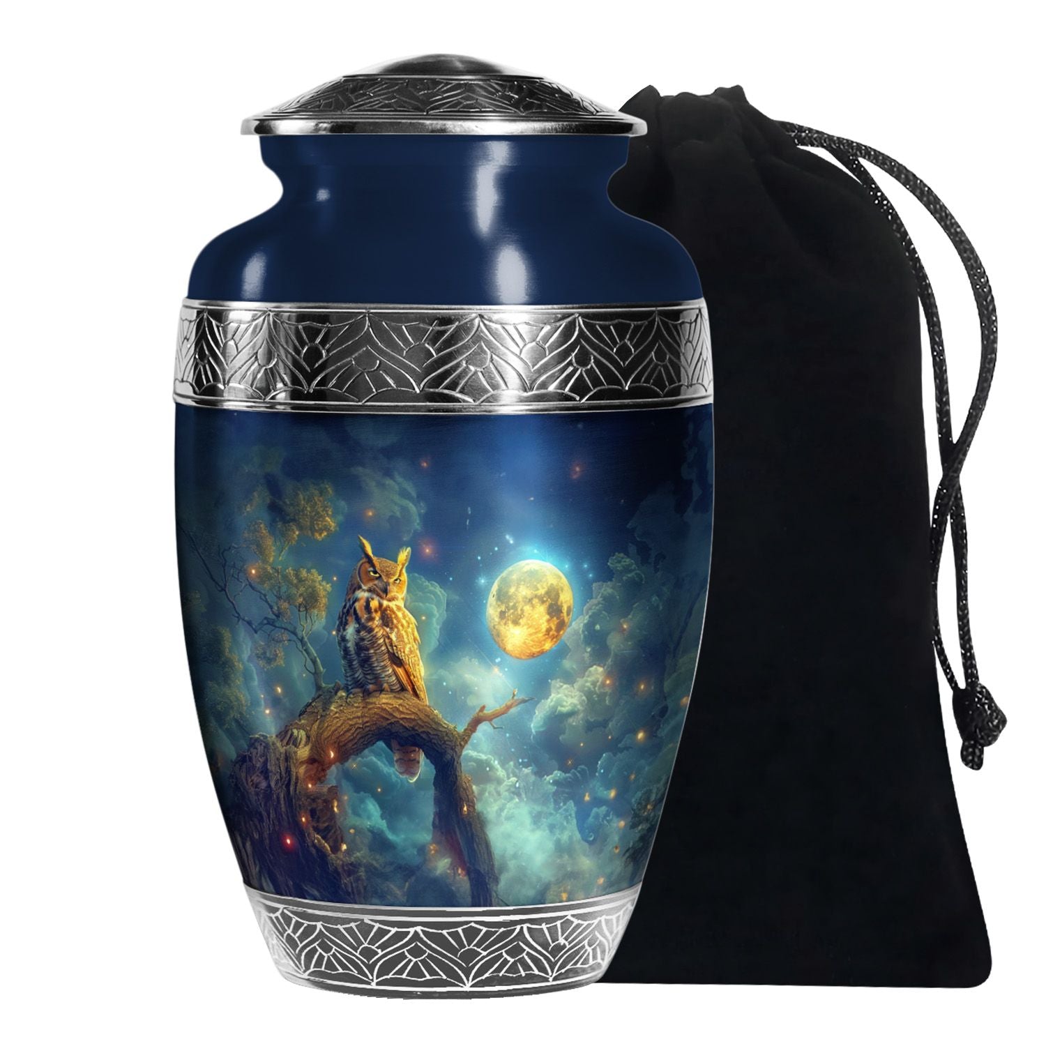 Moonlight Owl Cremation Urn – Celestial Memorial Urn For Human Ashes