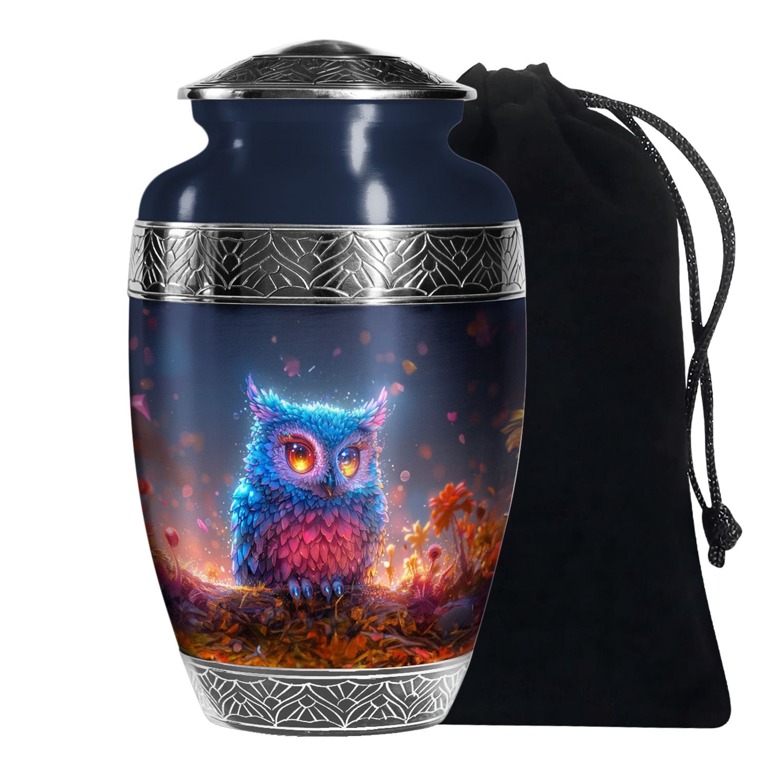 Neon Owl Funeral Urn - Artistic Cremation Urn For Adult Ashes
