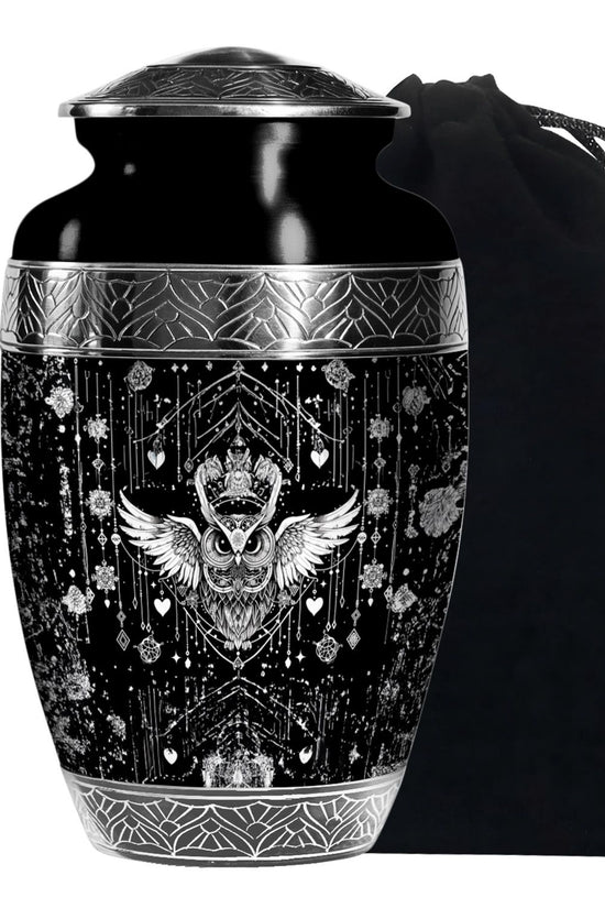Spiritual Owl Memorial Urn - Large Decorative Cremation Urn For Ashes
