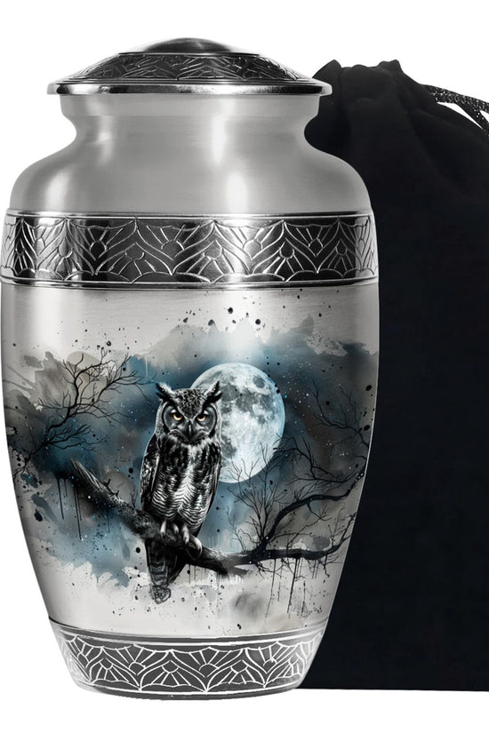 Moonlight Theme Funeral Urn - White colour Aluminium Memorial Urn For Ashes
