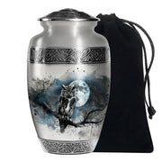 Moonlight Theme Funeral Urn - White colour Aluminium Memorial Urn For Ashes