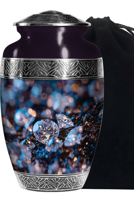 Diamond Memorial Urn For Ashes - Elegant Funeral Urn For Burial