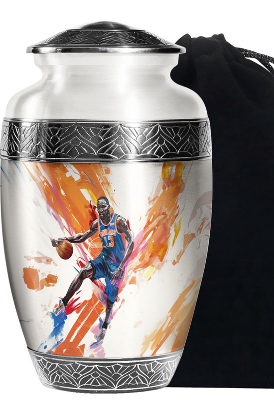 Basketball Player Theme Funeral Urn - Large Aluminum Urn For Male & Female