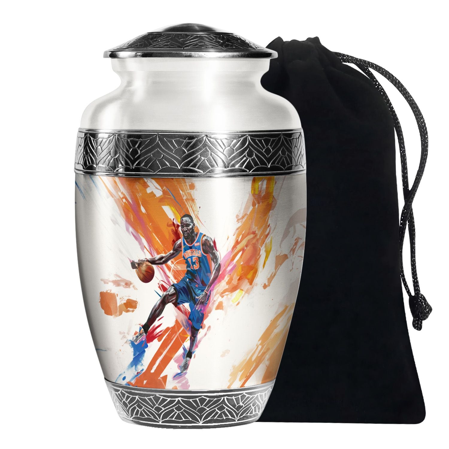 Basketball Player Theme Funeral Urn - Large Aluminum Urn For Male & Female