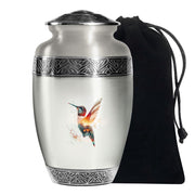 Artistic White Hummingbird Memorial Urn – Modern Funeral Urn For Ashes