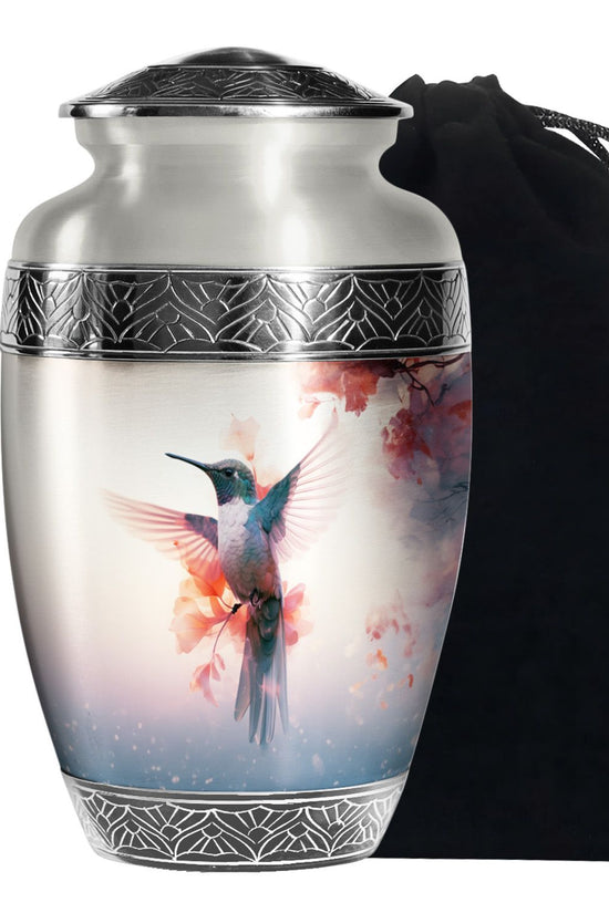 Beautiful Hummingbird Theme Cremation Urn - Large Memorial Urn For Ashes