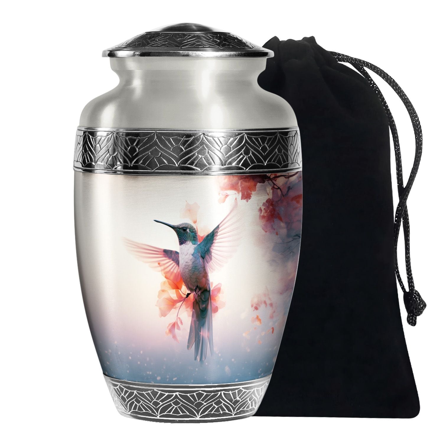 Beautiful Hummingbird Theme Cremation Urn - Large Memorial Urn For Ashes