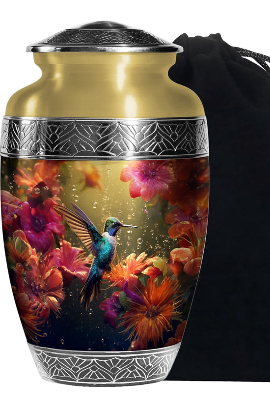 Classic Hummingbird Theme Memorial Urn - Aluminium Cremation Urn For Loved Ones