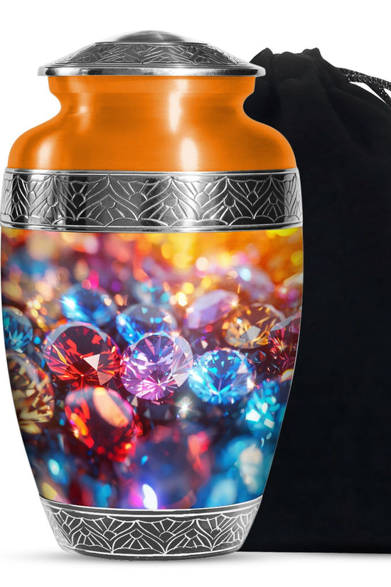 Diamond Theme Memorial Urn - Aluminium Funeral Urn For Adult Ashes