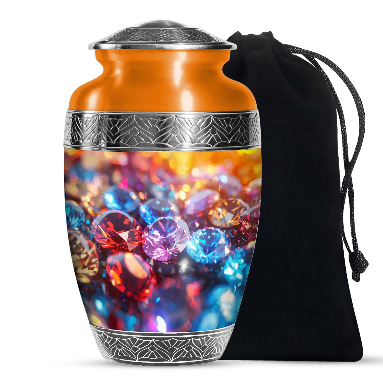 Diamond Theme Memorial Urn - Aluminium Funeral Urn For Adult Ashes