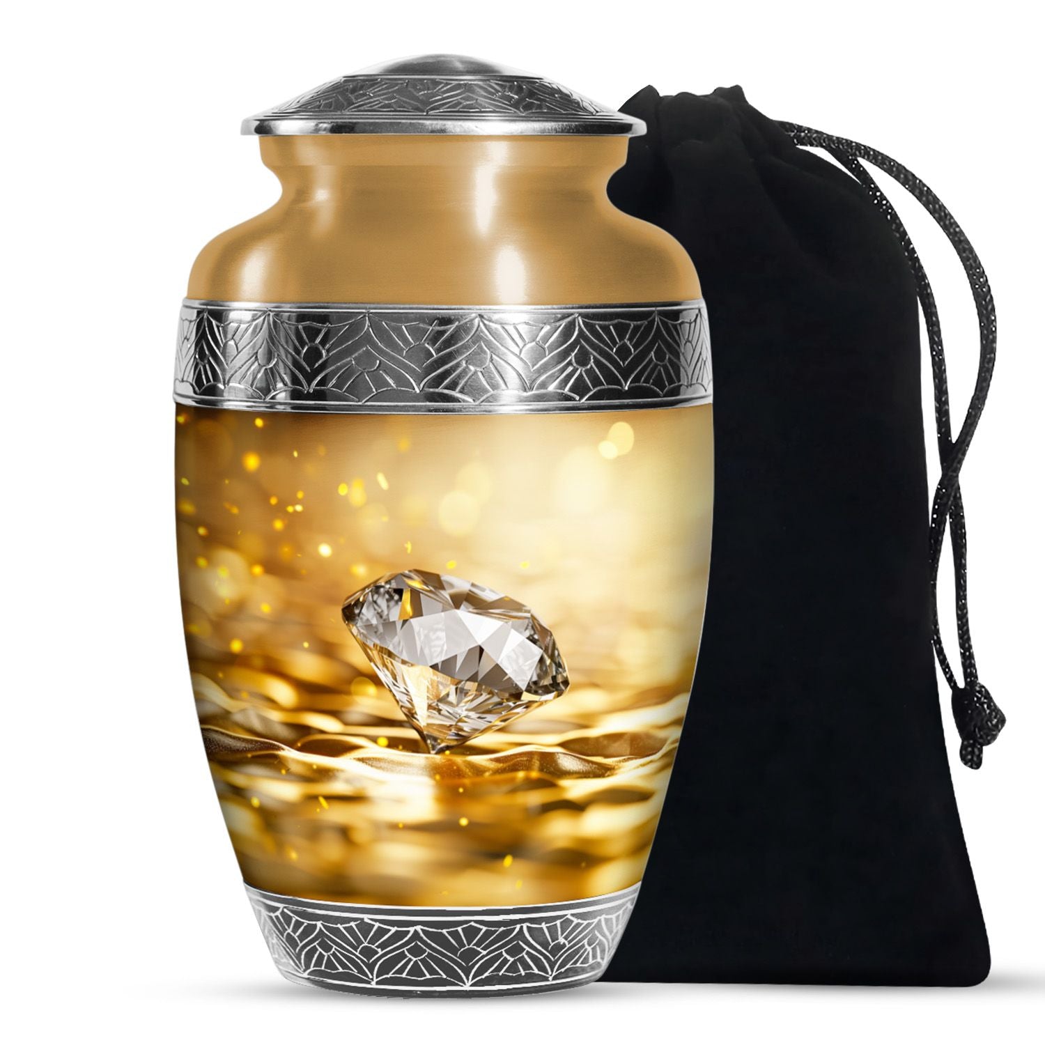 Elegant Diamond Funeral Urn - Premium Cremation Urn For Adult Ashes