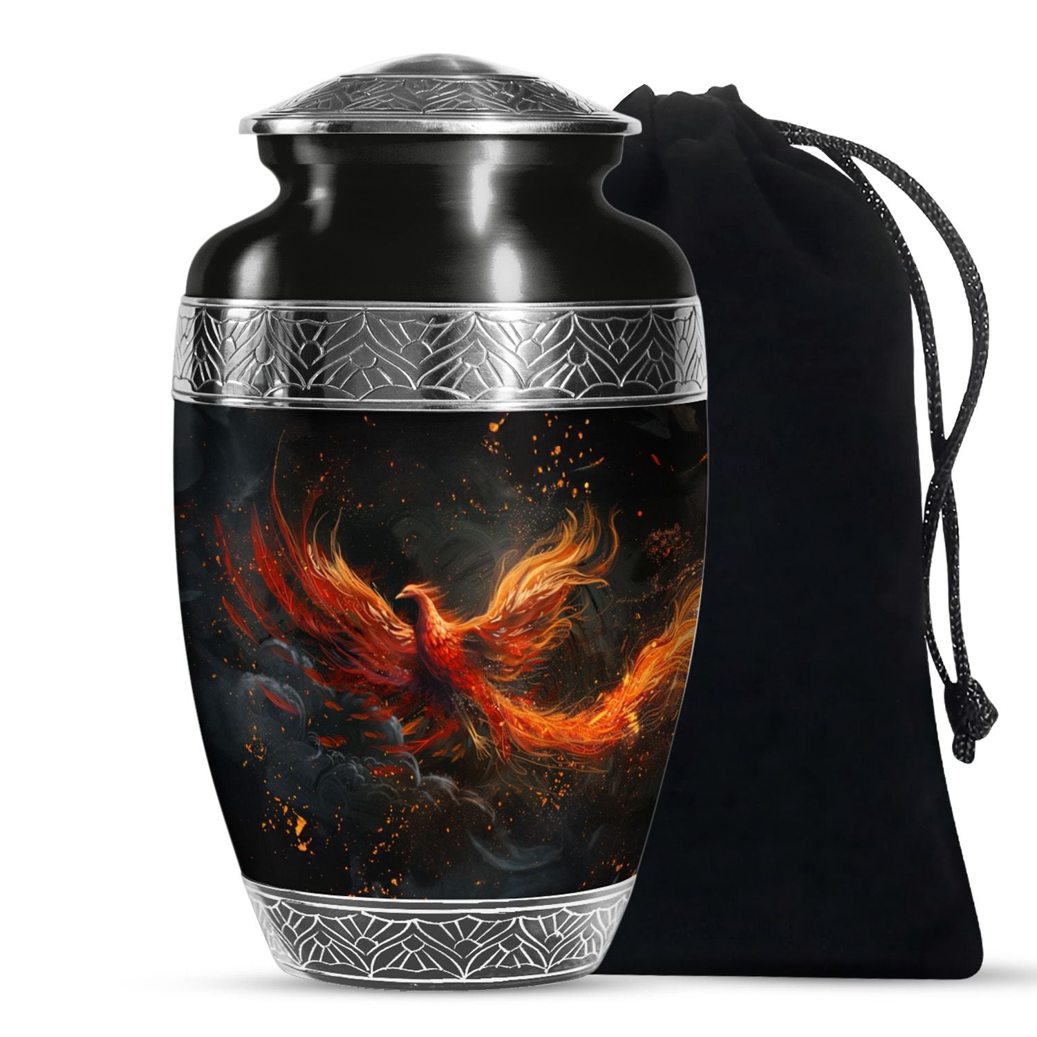 Fire Bird Cremation Urn - Decorative Funeral Urn For Burial