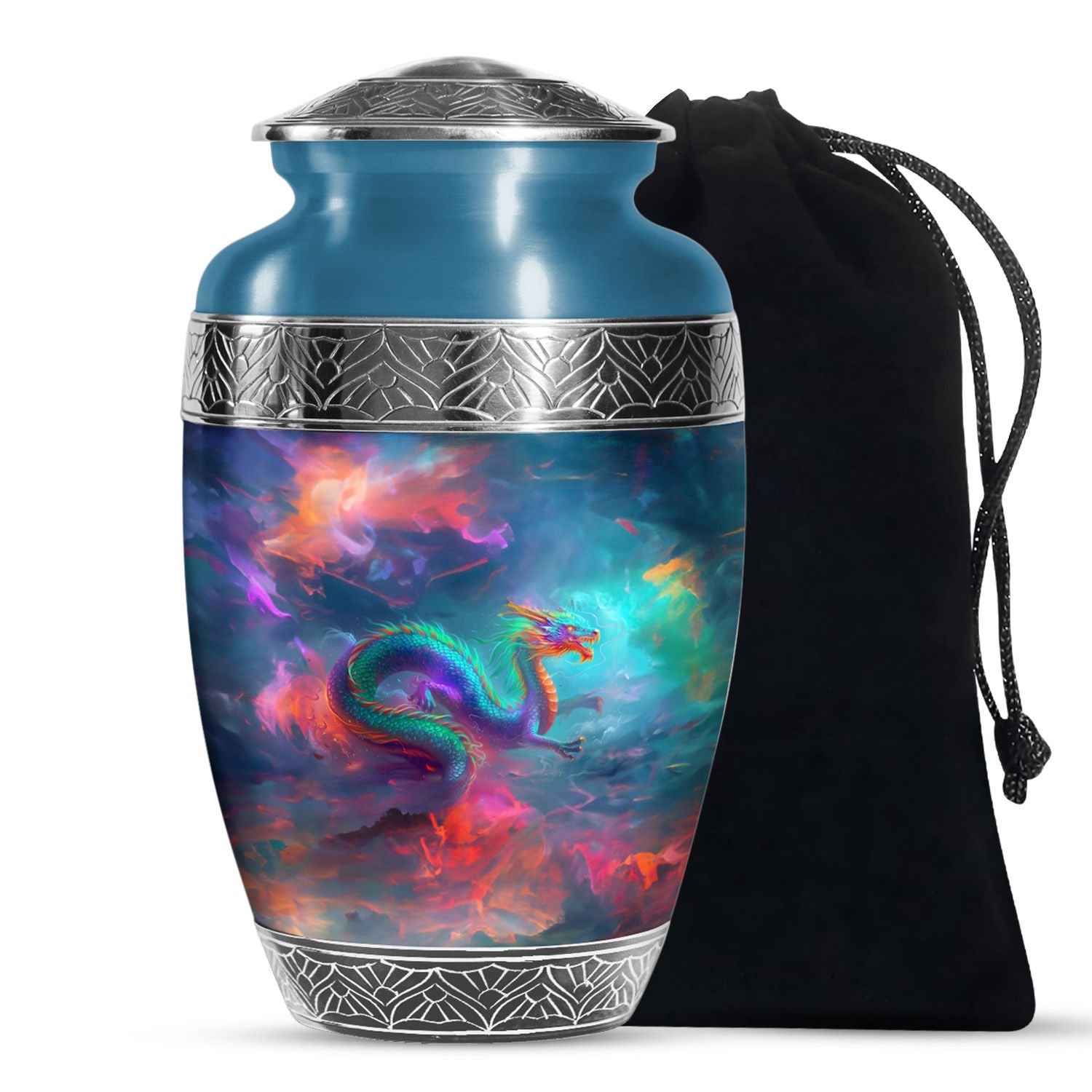 Golden Fire Dragon Funeral Urn For Ashes - Luxury Burial Urn For Loved Ones