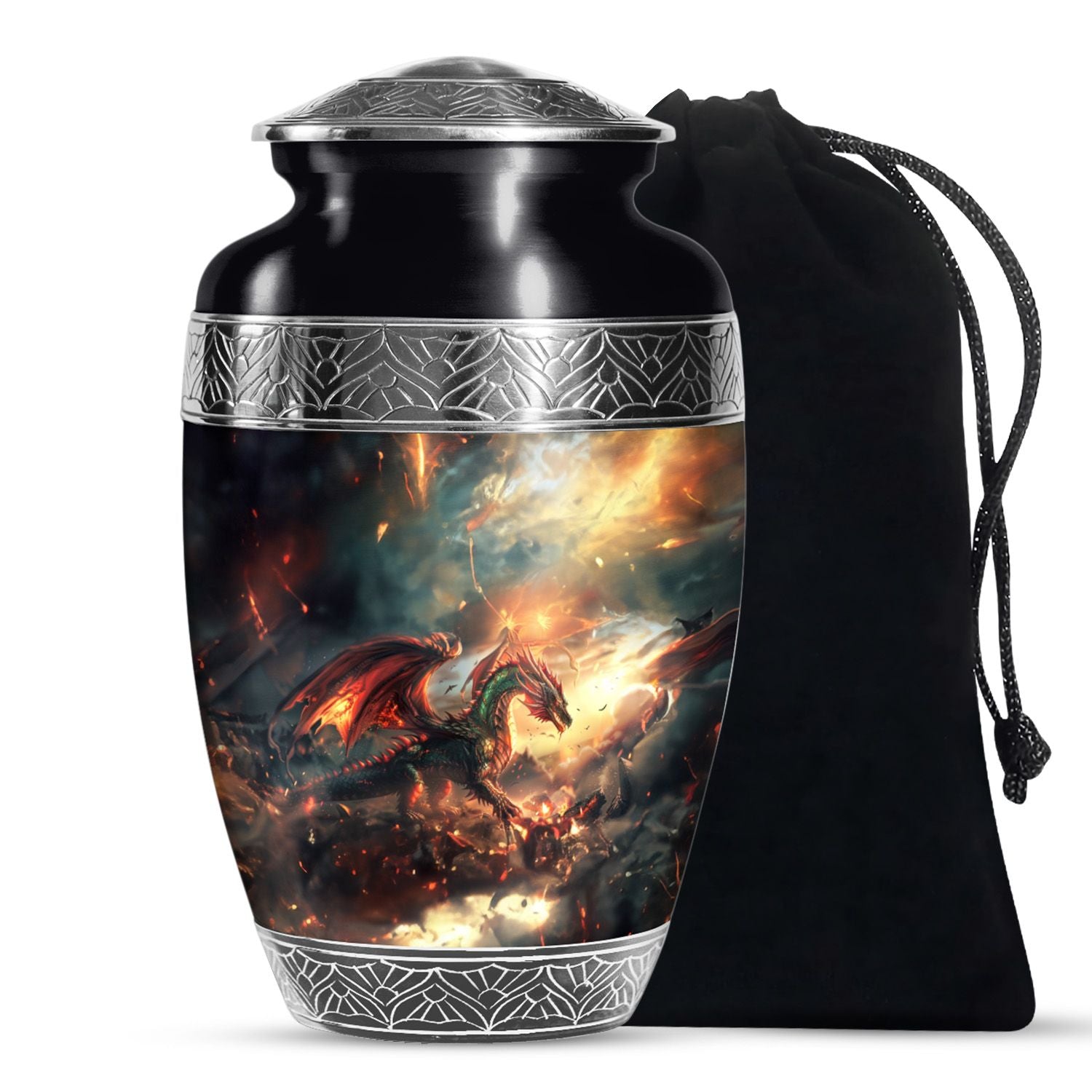 Dragon Fire Memorial Urn - Decorative Cremation Urn For Adult Ashes