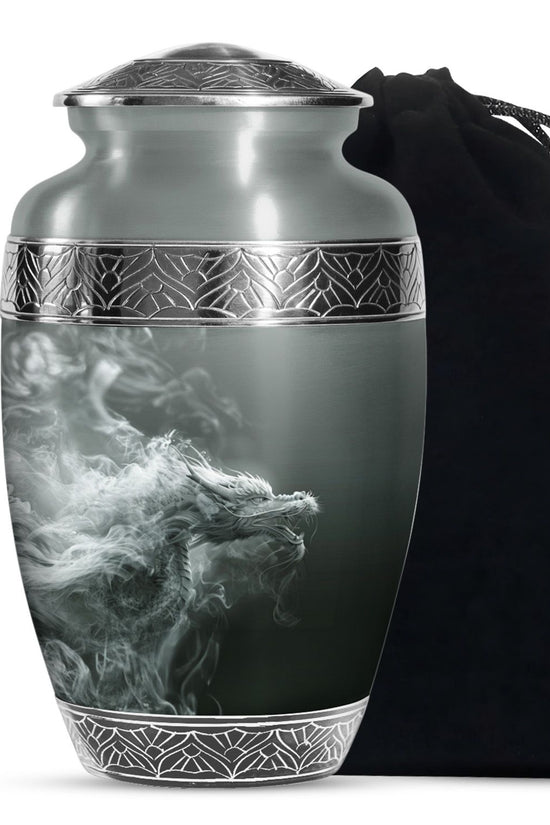Dragon Power Memorial Urn For Human Ashes - Artistic Aluminium Funeral Urn