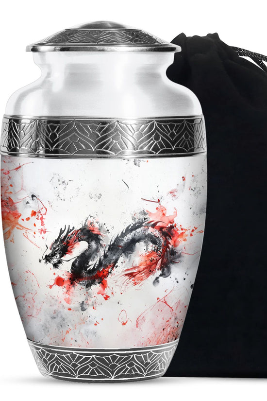 Artistic Funeral Cremation Urn - White Aluminium Urn For Adult Ashes