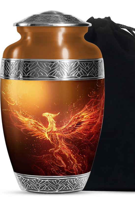 Golden Phoenix Cremation Urn - Fantasy Memorial Urn For Human Ashes