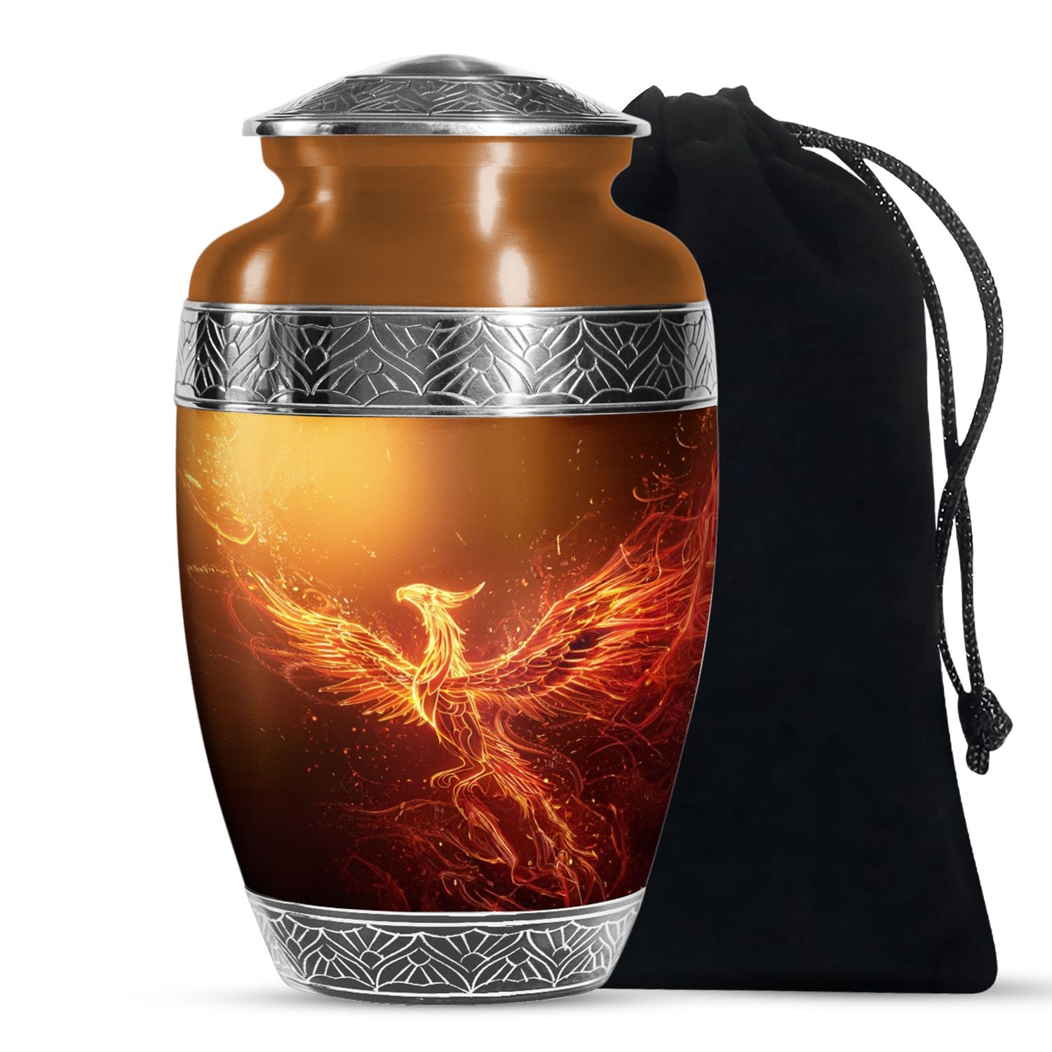 Golden Phoenix Cremation Urn - Fantasy Memorial Urn For Human Ashes