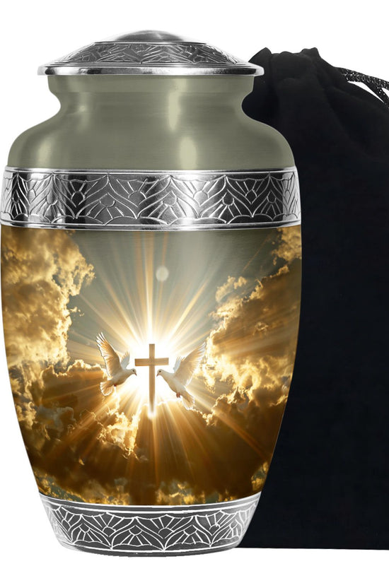 Christian Theme Cremation Urn - Dove Memorial Urn For Human Ashes