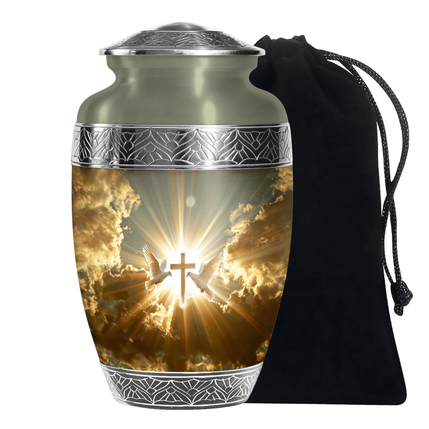 Christian Theme Cremation Urn - Dove Memorial Urn For Human Ashes