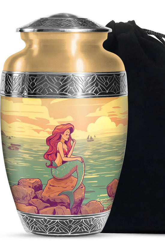 Beach Mermaid Memorial Urn - Artistic Memorial Urn For Loved Ones