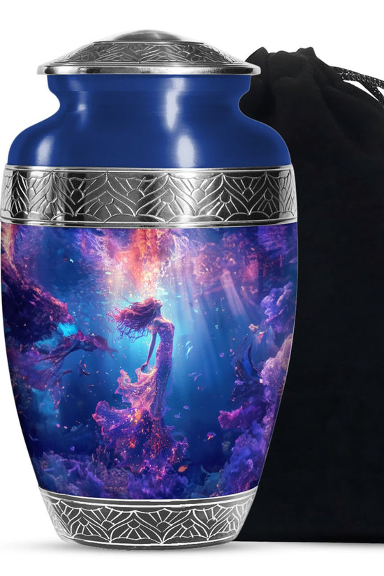 Mystic Mermaid Cremation Urn - Deep Ocean Theme Memorial Urn For Human Ashes