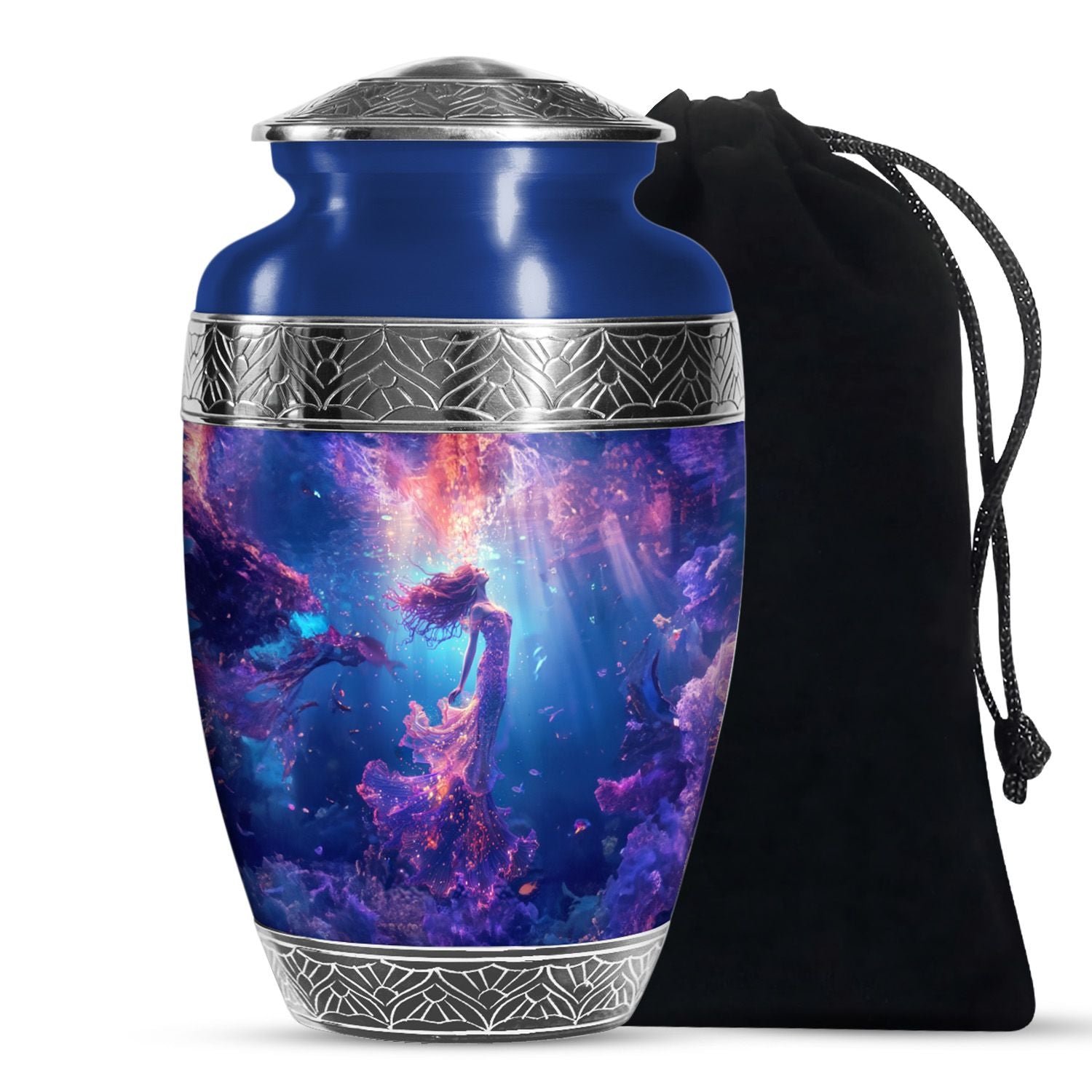 Mystic Mermaid Cremation Urn - Deep Ocean Theme Memorial Urn For Human Ashes