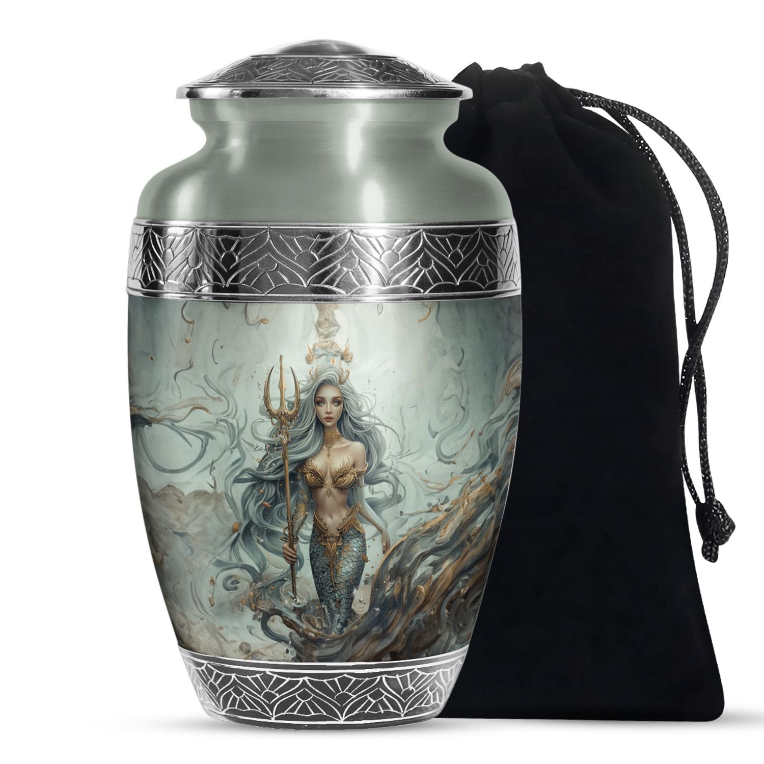 Beautiful Mermaid Theme Cremation Urn - Sea Theme Funeral Urn For Female