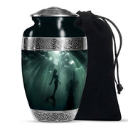 Dark Ocean Mermaid Cremation Urn - Memorial Urn for Human Ashes
