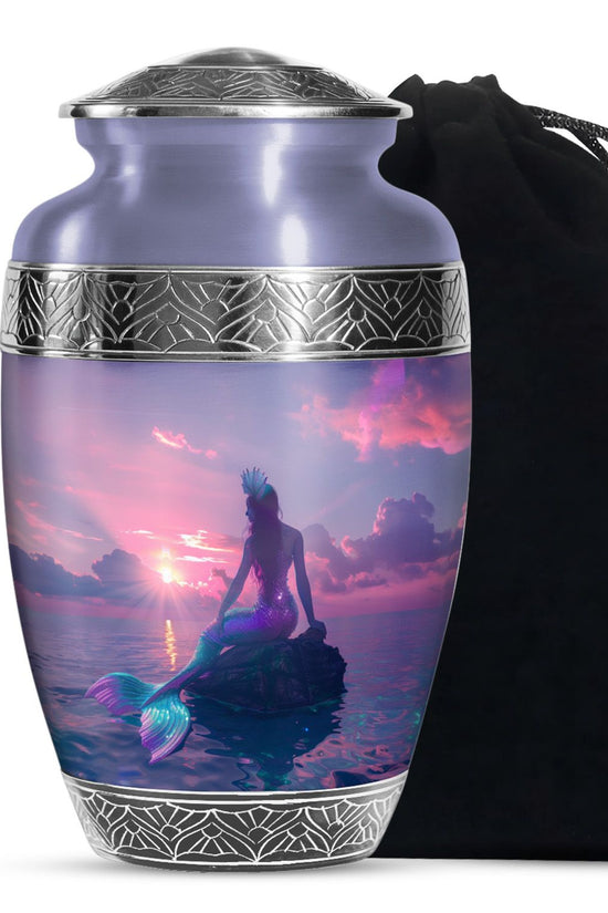 Purple Mermaid Theme Funeral Urn - Fantasy Cremation Urn For Adult Ashes