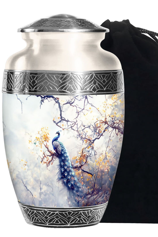 Elegant Peacock Cremation Urn - Artistic Memorial Urn For Human Ashes