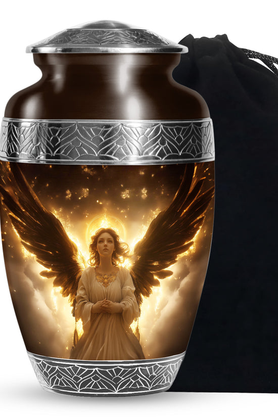 Halo Angel Memorial Urn - Golden Light Funeral Urn For Adult Ashes