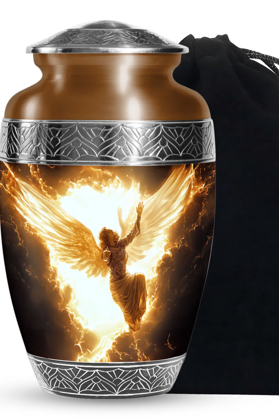 Elegant Angel Memorial Urn - Golden Lightning Funeral For Loved Ones