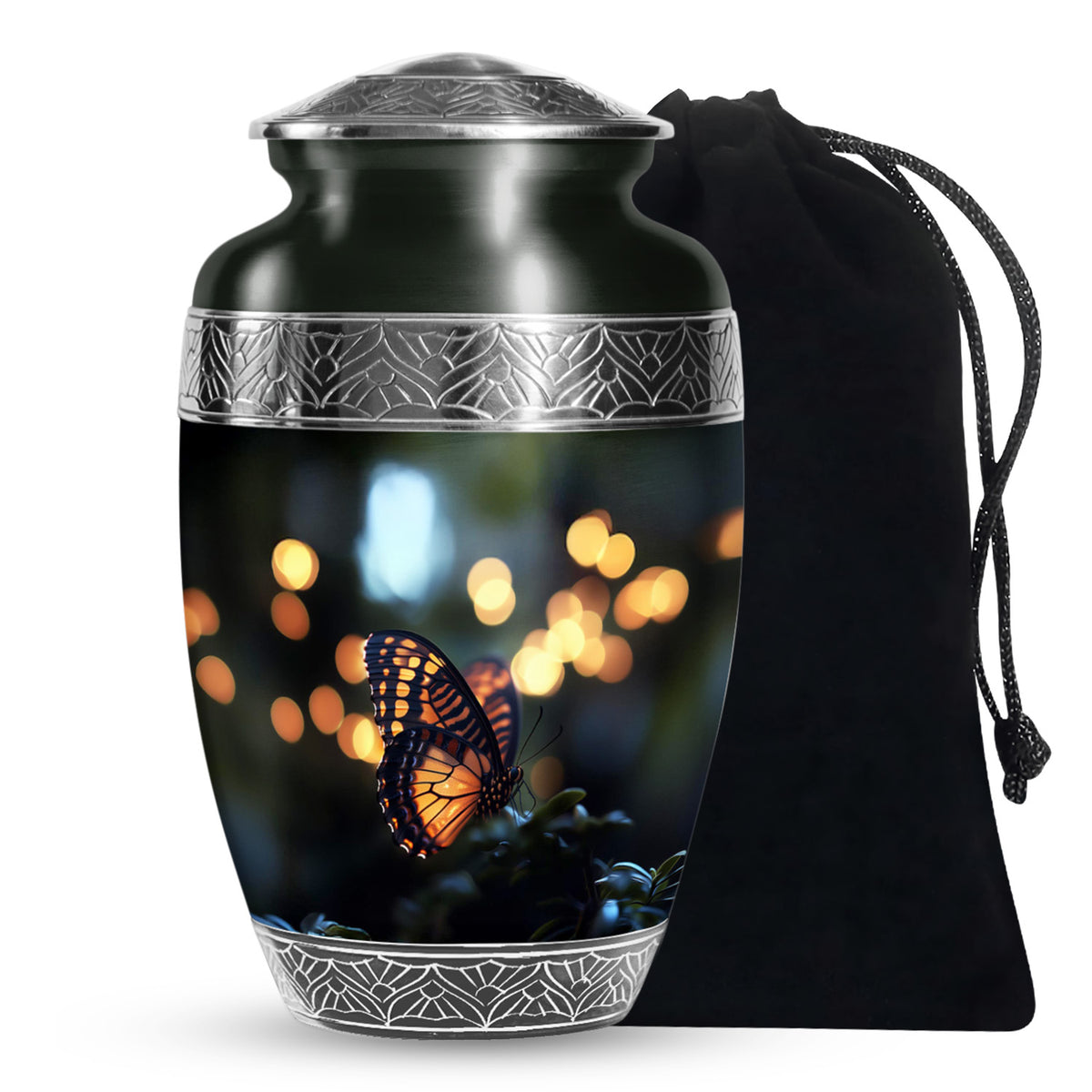 Yellow Monarch Butterfly Urn For Ashes - Large Urn For Men & Women