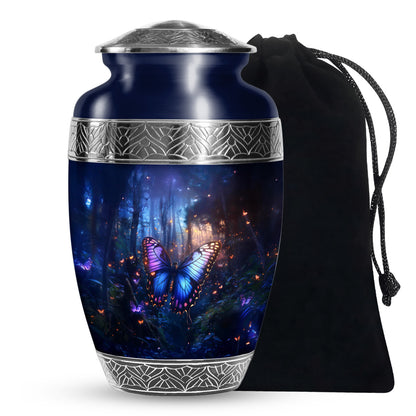 Blue Butterfly Urn For Ashes - Large Urn For Men & Women