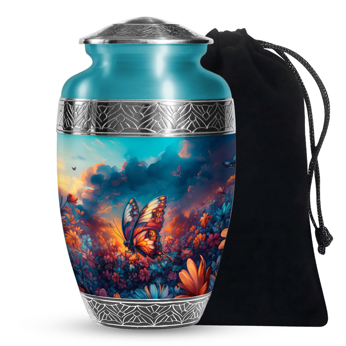 Monarch Butterfly Sunset Cremation Urn - Artistic Urns For Women
