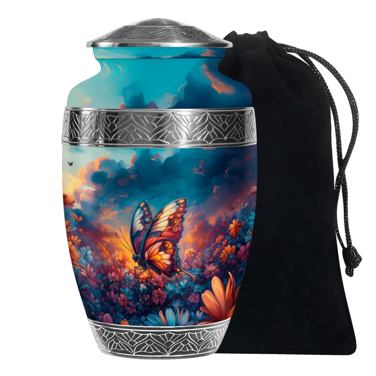 Monarch Butterfly Sunset Cremation Urn - Artistic Urns For Women