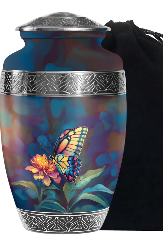 Floral Monarch Butterfly Urn For Ashes - Cremation Remains Containers