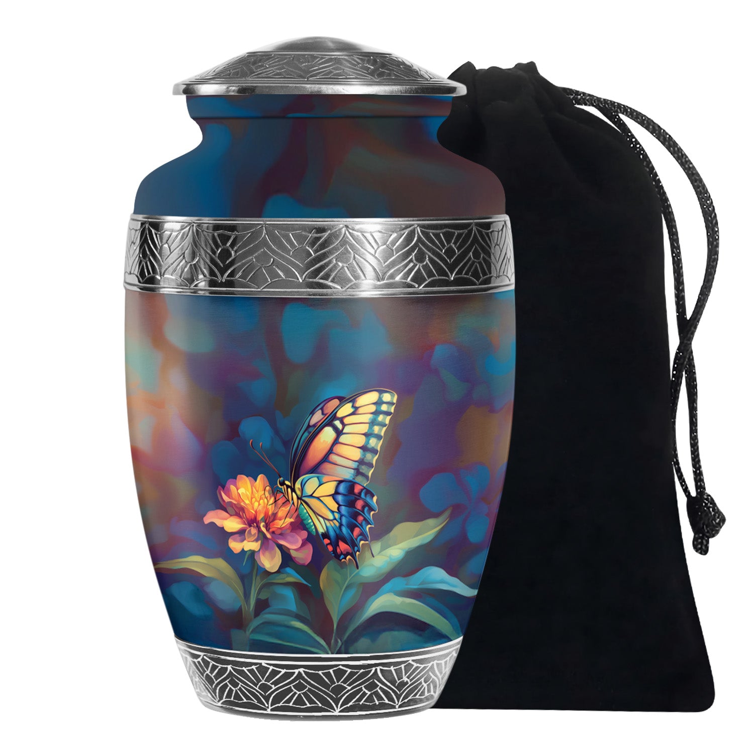 Floral Monarch Butterfly Urn For Ashes - Cremation Remains Containers