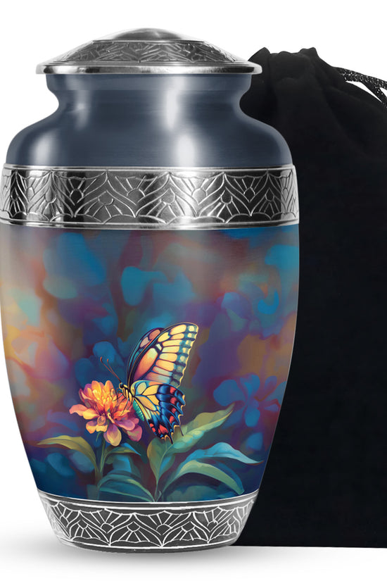 Floral Monarch Butterfly Urn For Ashes - Cremation Remains Containers