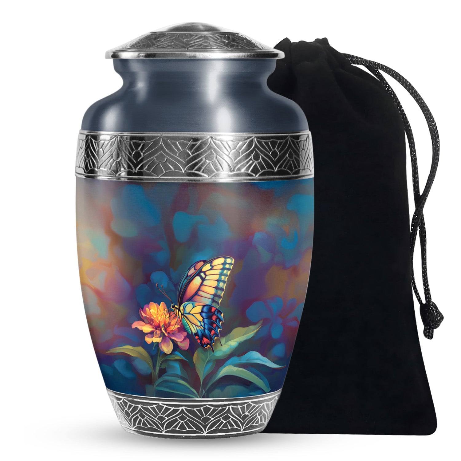 Floral Monarch Butterfly Urn For Ashes - Cremation Remains Containers