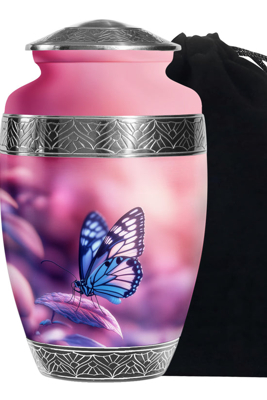 Blue Butterfly Urns For Ashes - Pink Cremation Urn For Funeral