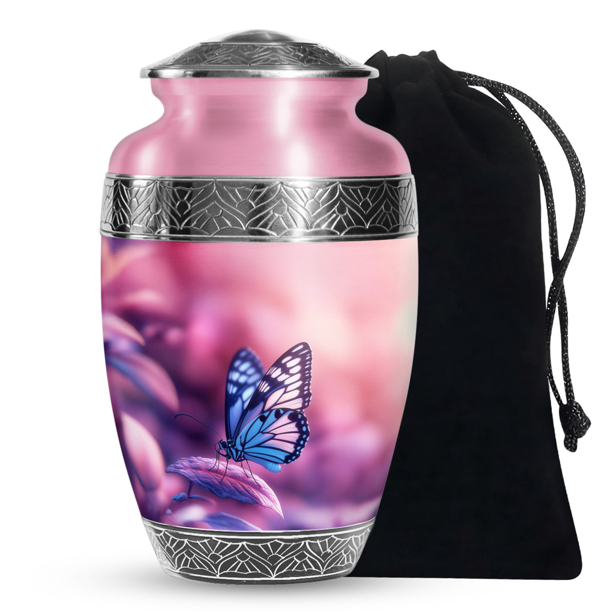 Blue Butterfly Urns For Ashes - Pink Cremation Urn For Funeral