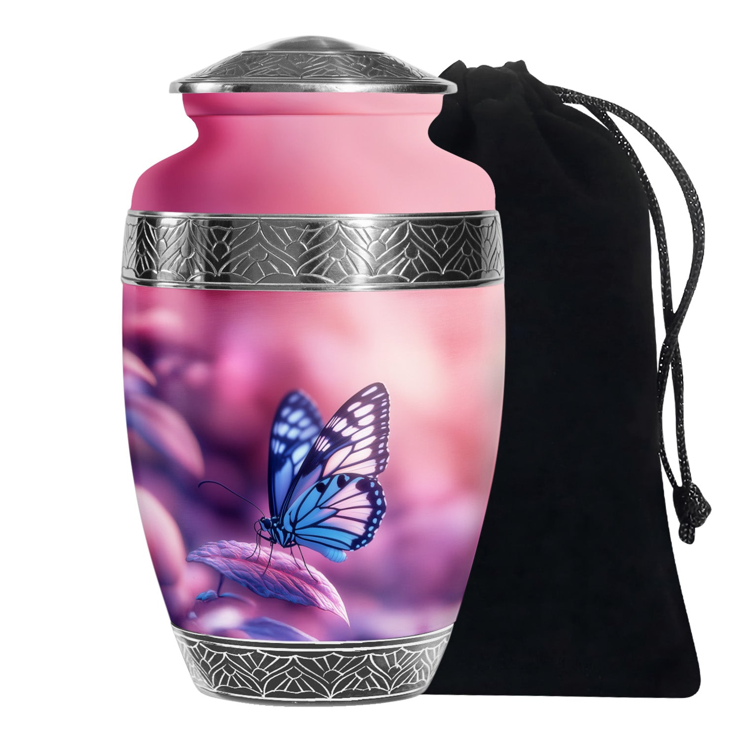 Blue Butterfly Urns For Ashes - Pink Cremation Urn For Funeral
